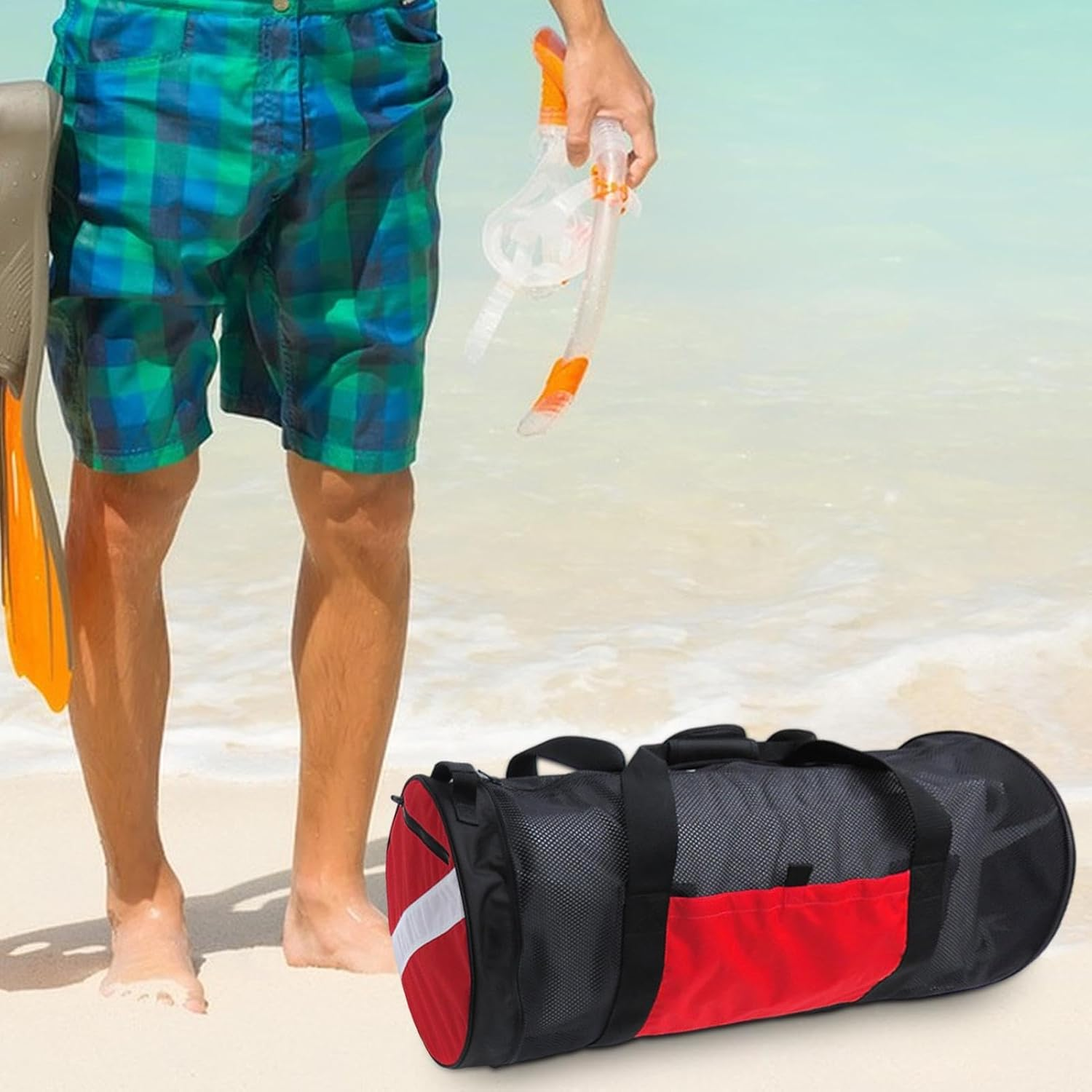Diving Bag, Mesh Duffel Bag | Large Size Sports Duffel Bag for Snorkel & Gym Equipment - 78L Scuba & Snorkel Gear Mesh Storage Bag for Diving Gear image number 3