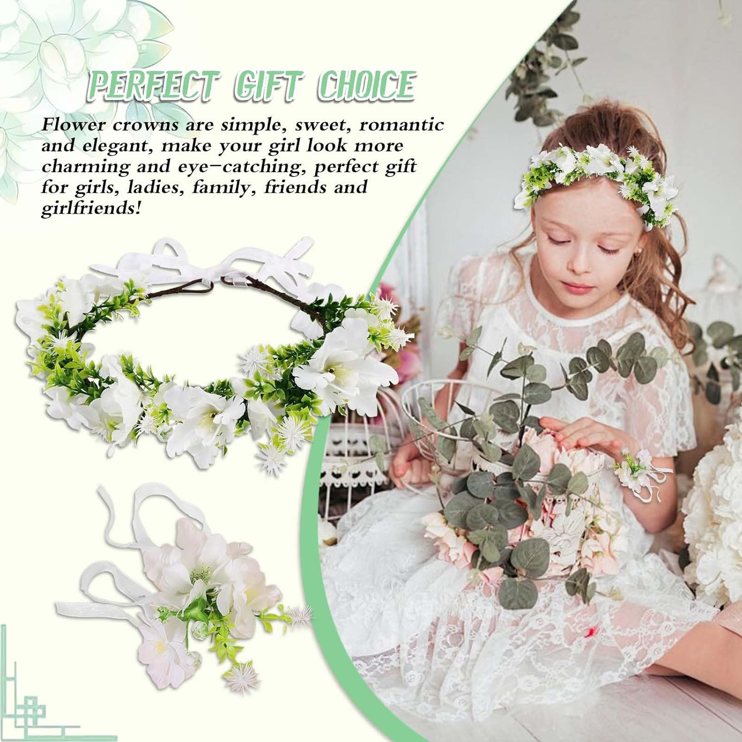 Exquisite Flower Wreath Headpiece - Perfect Addition for Bridal & Wedding, Dried Flowers Headband Style Hair Accessories image number 6