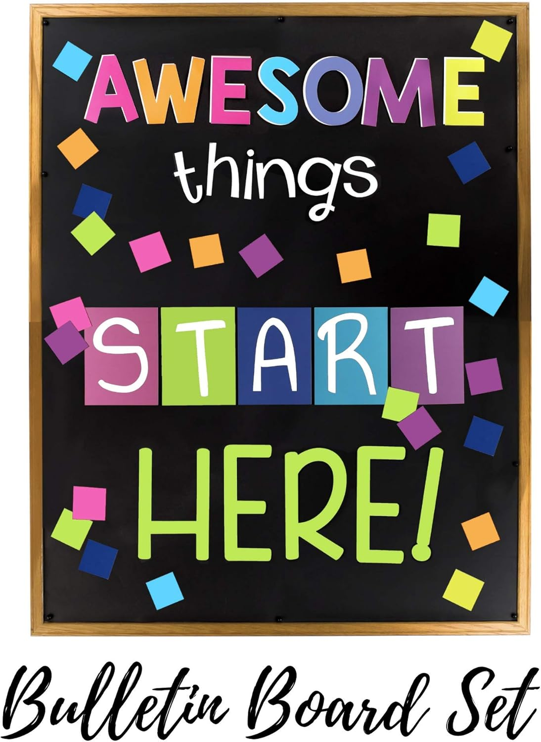 Lush Learning Motivational Classroom Door Decoration and Bulletin Board Set, Ready to Use, Colorful Design- Awesome Things Start Here! image number 2