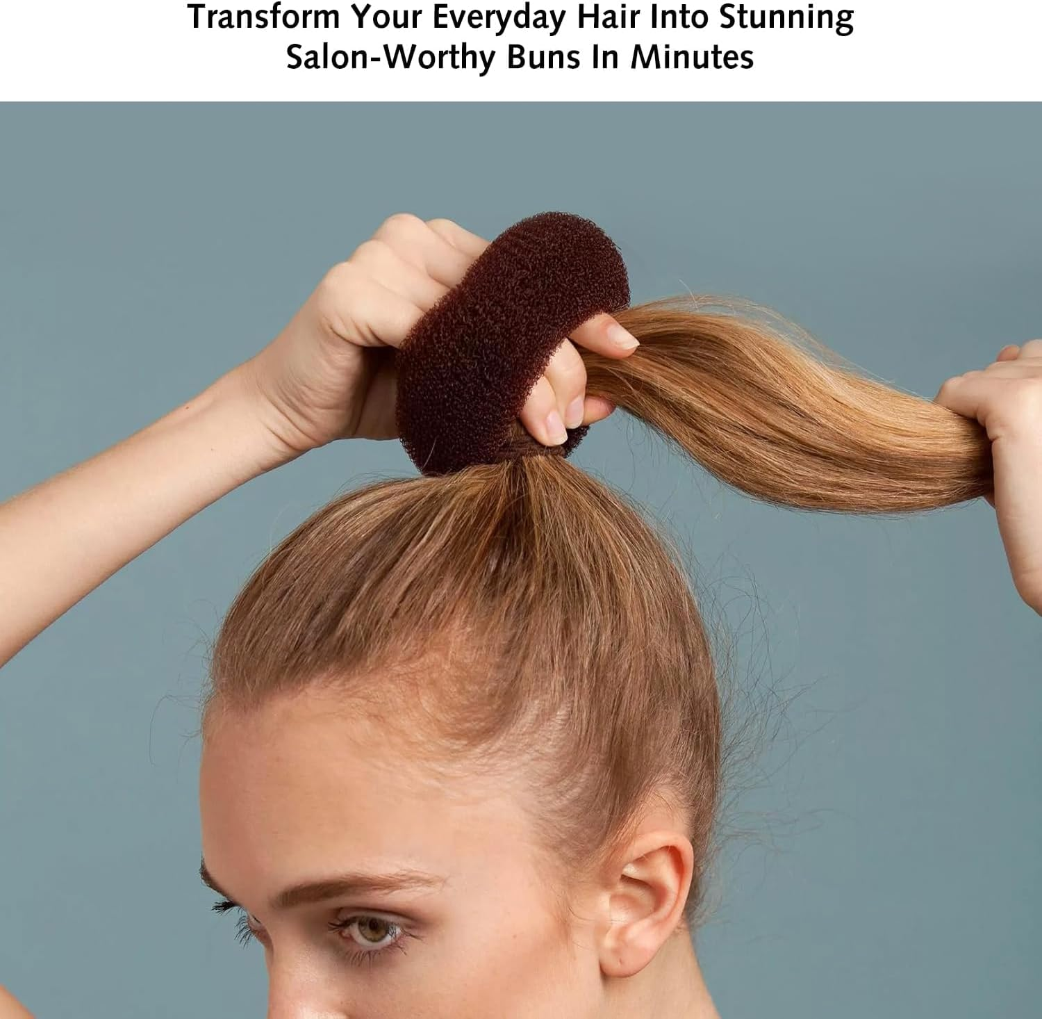 4 Pieces Hair Donut Bun Maker Set, Hair Donut Bun Ring with 20 Golden Hairpins, Chignon Bun Maker Hair Ring Style Accessories for Dancers, Donut Bun Hair Accessories (Coffee) image number 2