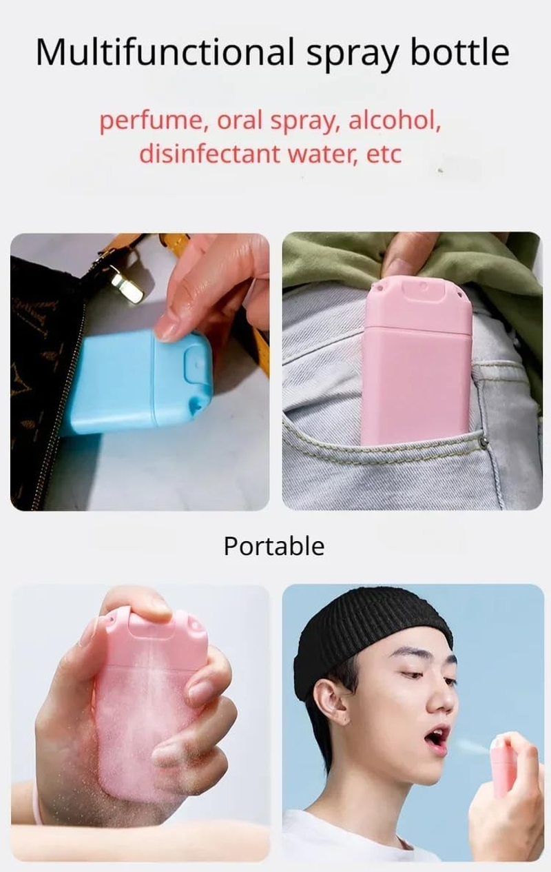 4Pcs Square Portable Card Spray Bottles, Plastic, Pink, Blue, Leak-Proof, Easy to Carry image number 6