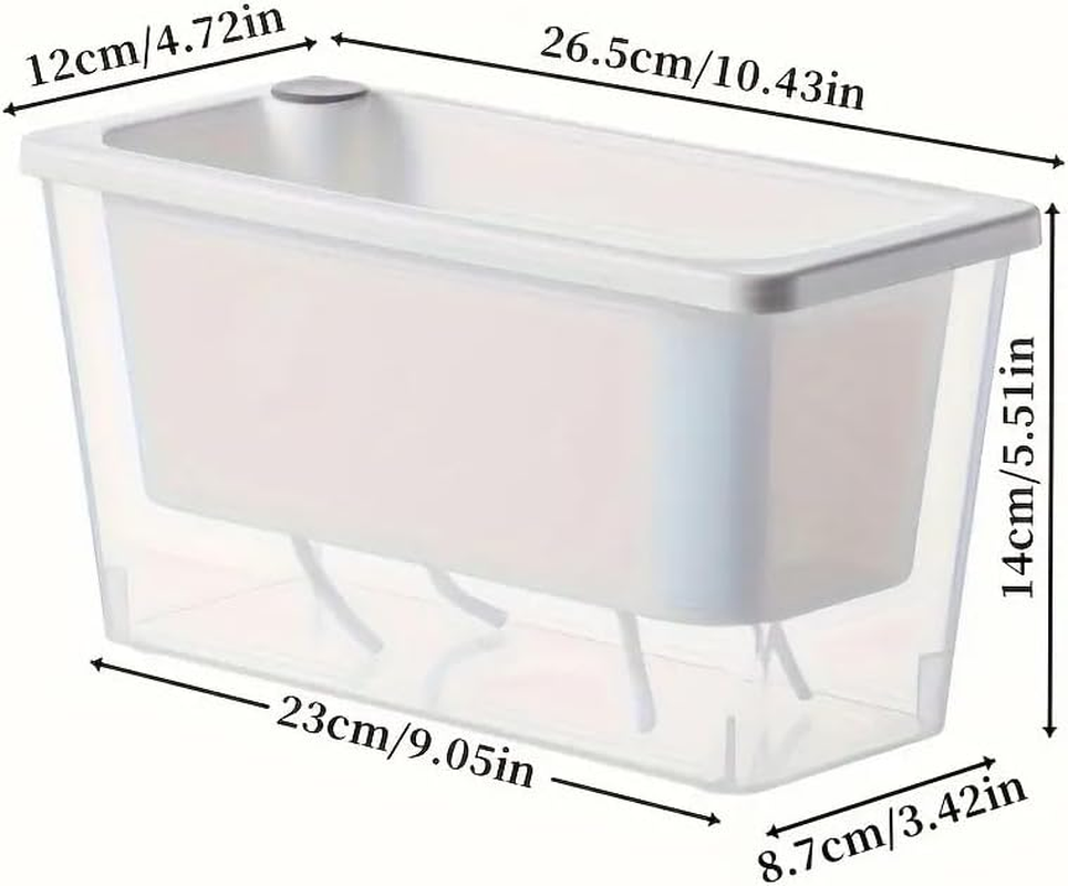 AIMALL Self-Watering Square Planter for Indoor Gardening, Balcony Vegetable Pot with Absorbent Cotton, Lazy Self-Priming Flower Pot, 10.43"X4.72"X5.5" - White image number 4