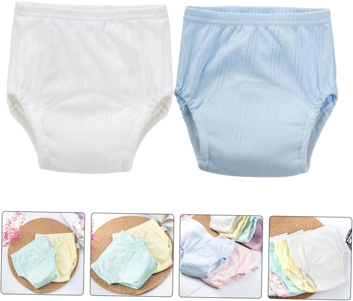 Vaguelly 2Pcs Cotton Reusable Diaper Pants Soft and Breathable Cartoon Training Pants for Boy Girl Washable Nappy for Toilet Training Mixed Colors Variations image number 5
