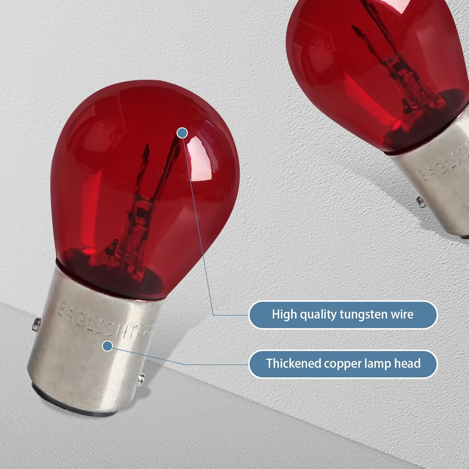 10 PCS Car 1157 P21/5W S25 BAY15D Light Bulb, Double Tail High and Low Brake Light Bulb Turn Signal Light Bulb Longerlife Replacement, Universal Halogen Brake Tail Light Parking Light (Red)