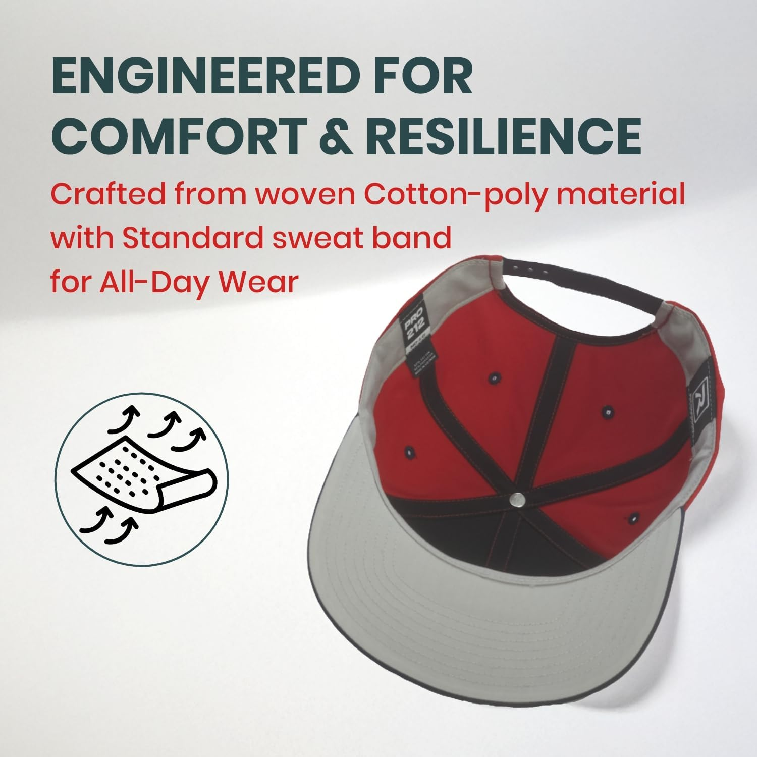 South Australia Supporters Cap, Richardson Pro 212 Baseball Cap, Bold 'SA' Text, Lightweight Cotton-Poly Twill, Adjustable Snapback, Pre-Curved Underbill, Sports & Casual Wear, Red-Black Colour image number 1