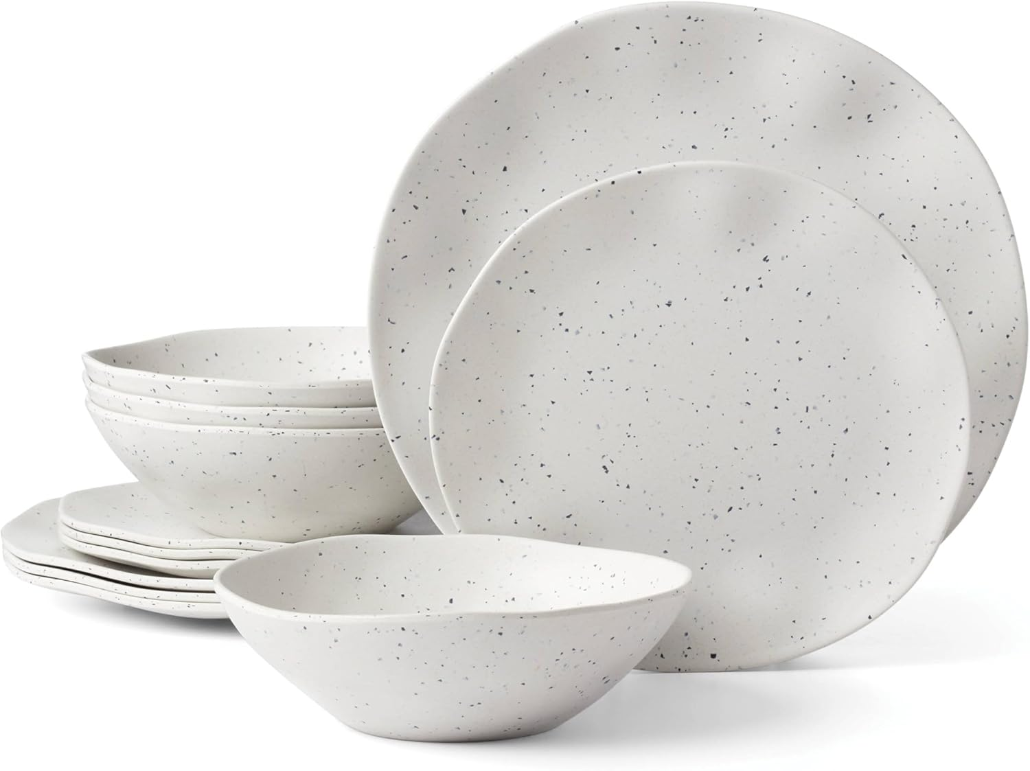 Oneida Mint Terrazzo Melamine 12 Piece Dinnerware Set, 5.80 LB, Dorm Room Essentials, First Apartment image number 4