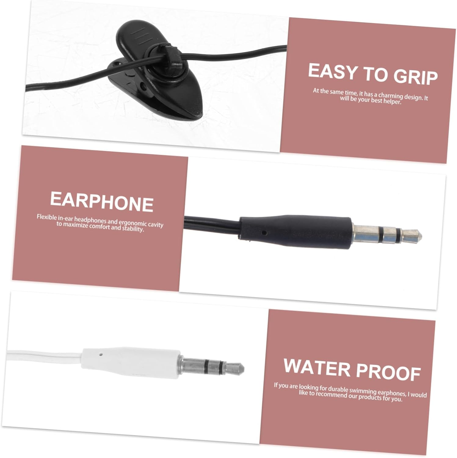 Holibanna Waterproof Underwater Earphones for Adults 2Pcs 3.5Mm In-Ear Swimming and Diving Ear Plugs Ear Hooks for Surfing and Bathing