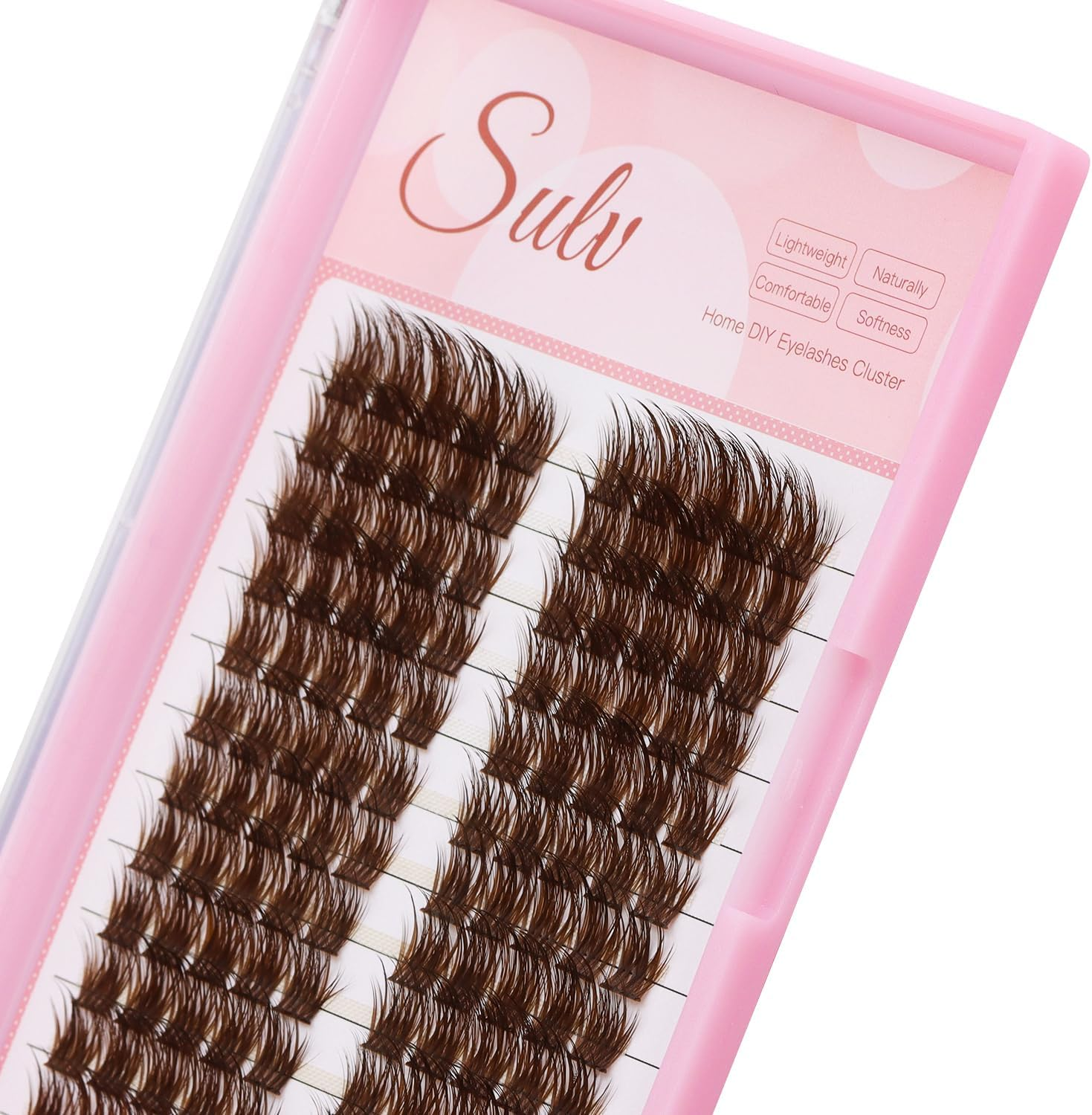 &rarr;SULV Color Brown Flase Eyelash Wave Shaped Eyelash Clusters Thickness 0.07Mm Soft and Lightweight Eyelash Extensions Dramatic Lashes Individual False Eyelash D Curl Eye Lash (Brown, 12Mm) image number 5