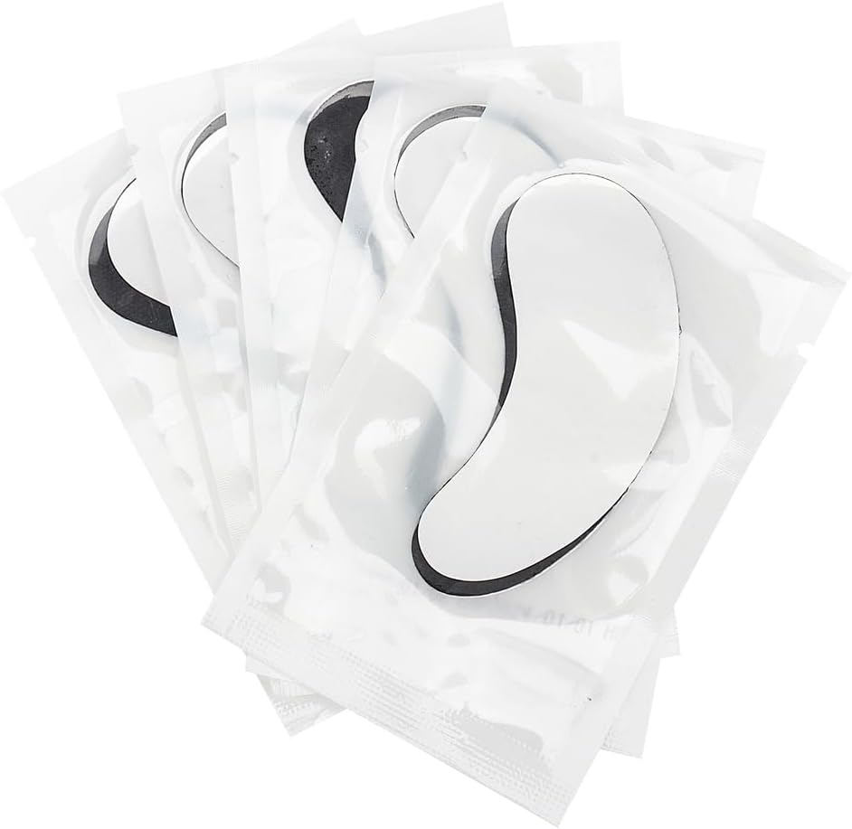 100 Pairs Hydrogel under Eye Gel Patches Lint Free Eye Lash Pads Eyelash Extension Tool Mask Eyepads, Transparent/Black