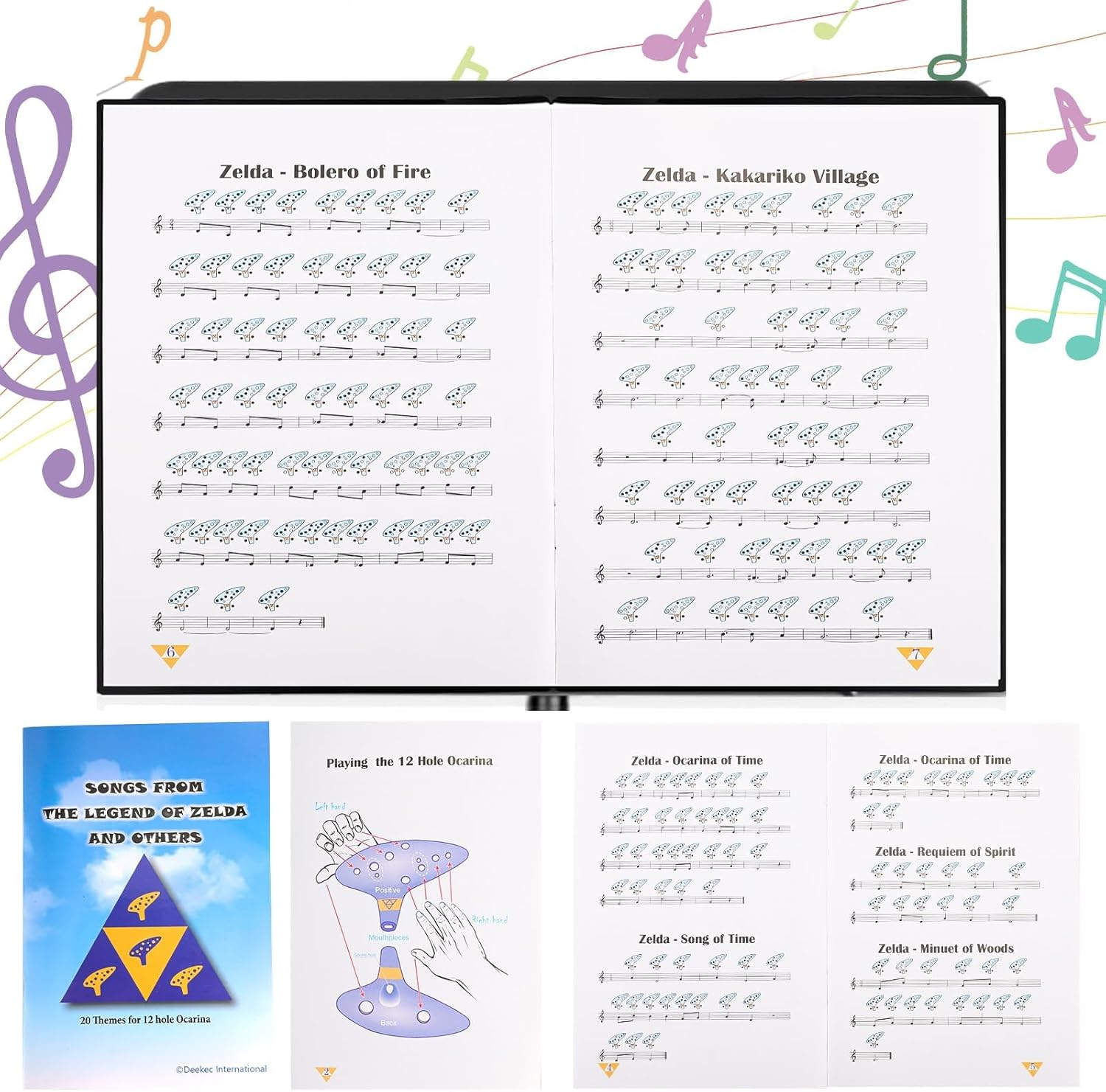 Legend of Zelda Ocarina 12 Hole Alto C with Song Book (Songs from the Legend of Zelda) Display Stand Protective Bag image number 1