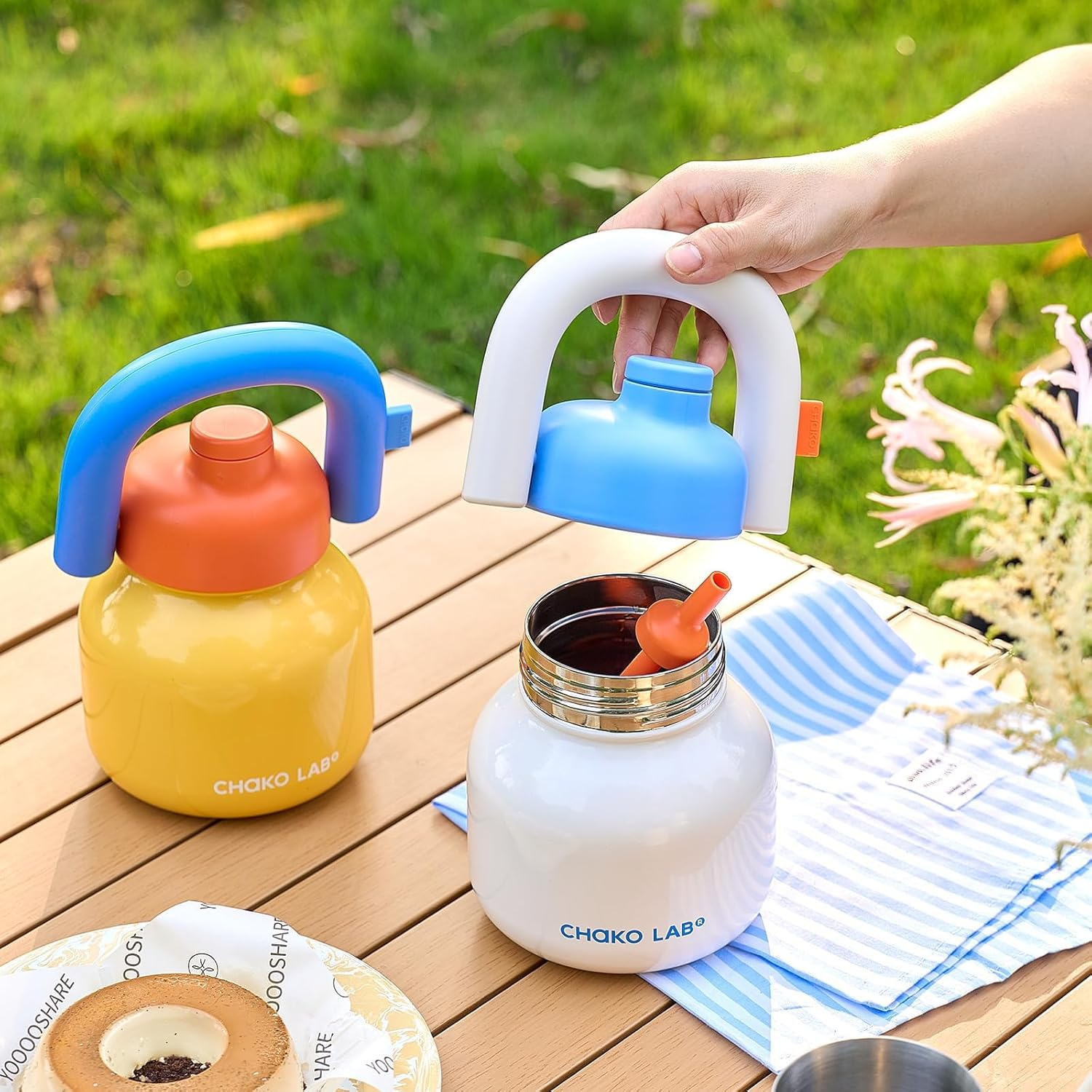 Water Bottle with Straw and Carry Handle | Wide Mouth Vacuum Insulated Stainless Steel Metal Thermos Bottles | Reusable, Leak-Proof and Bpa-Free | 33Oz (Pink&Green) image number 3