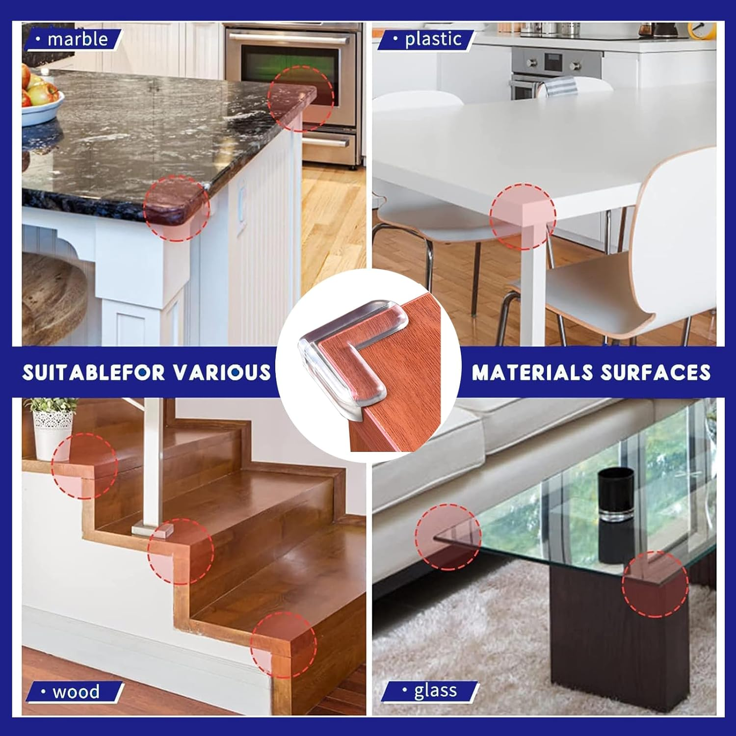 32 Pack Clear Corner Protector, Corner Protectors,Furniture Corner & Edge Safety Bumpers,Table Corner Protectors,12 round 12 L-Shaped,Cover Sharp Furniture Edges and Table Corners image number 2