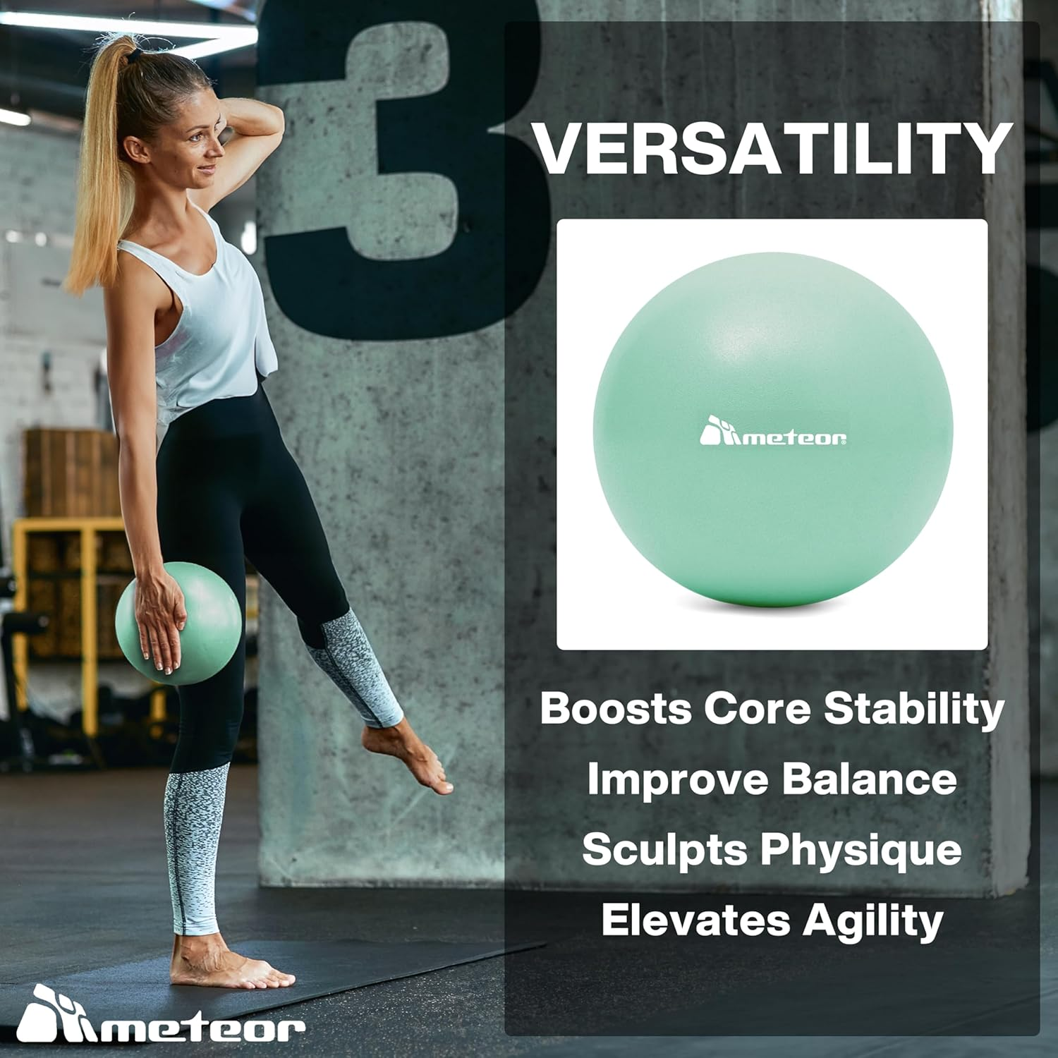 Meteor Mini Anti-Burst Pilates Ball (25Cm) - Small Swiss Ball, Exercise Ball, Fitness Ball, Barre Ball - Ideal for Yoga, Pilates, Physiotherapy, Posture & Relaxation - Green image number 3