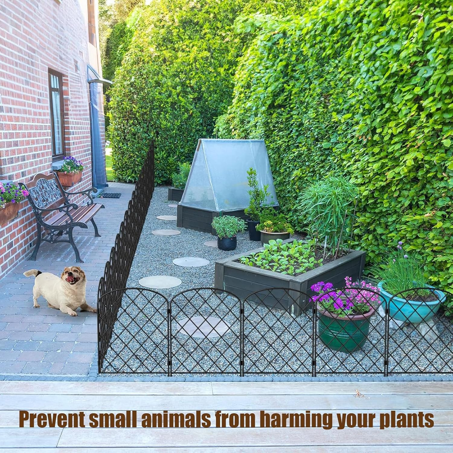 Decorative Garden Fence,10 Pack Total 10Ft(L) X 24In(H) Animal Barrier Border for Dog,Arched Wire Border Panel Fencing for Yard Patio Outdoor D&eacute;cor image number 4