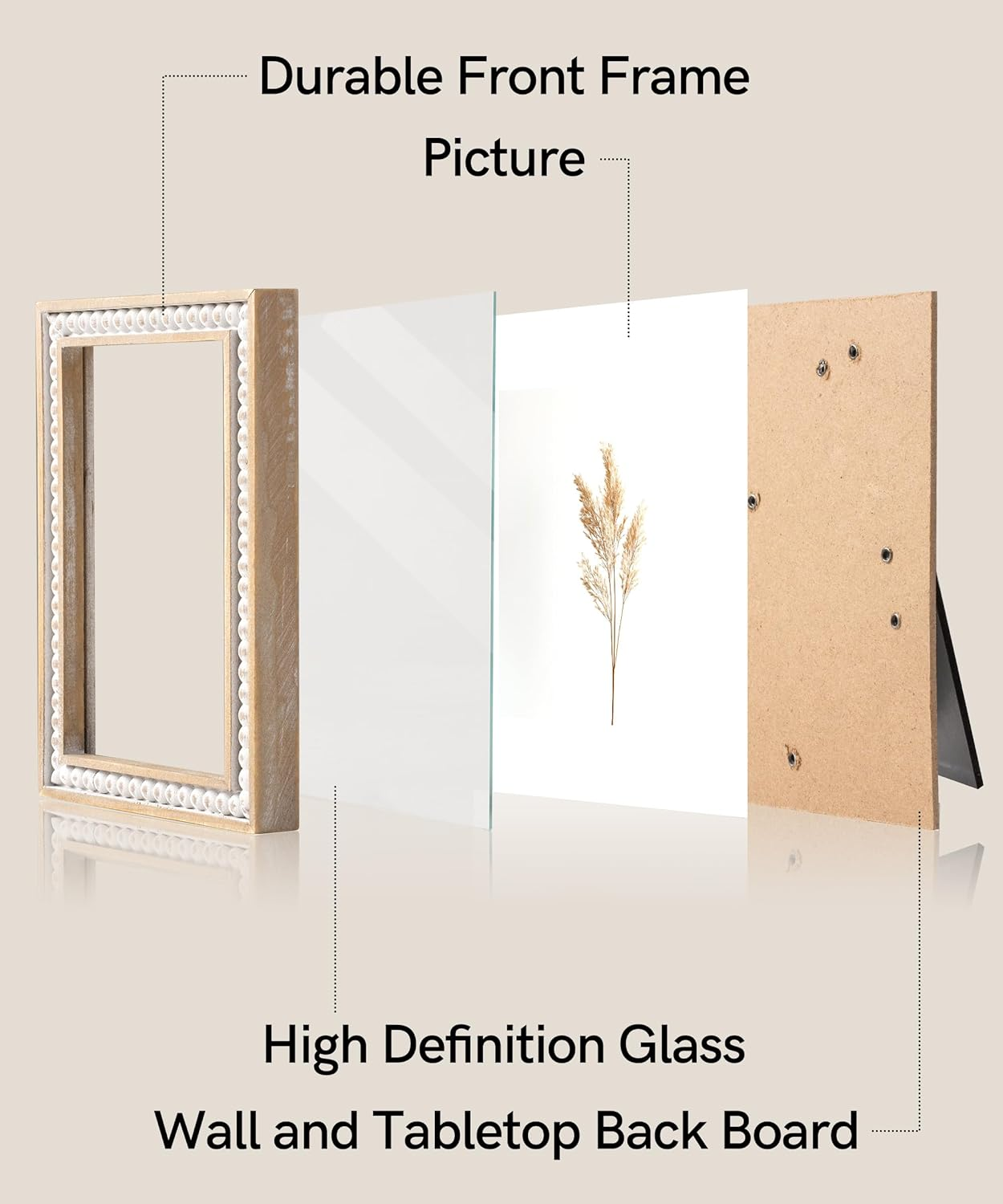 4X6 Picture Frame, Natural Pine Wood Wall Mount Photo Frame Boho Distressed White Vintage Rustic Tabletop Display Home Decor for Bedroom Living Room Hallway Entryway image number 3