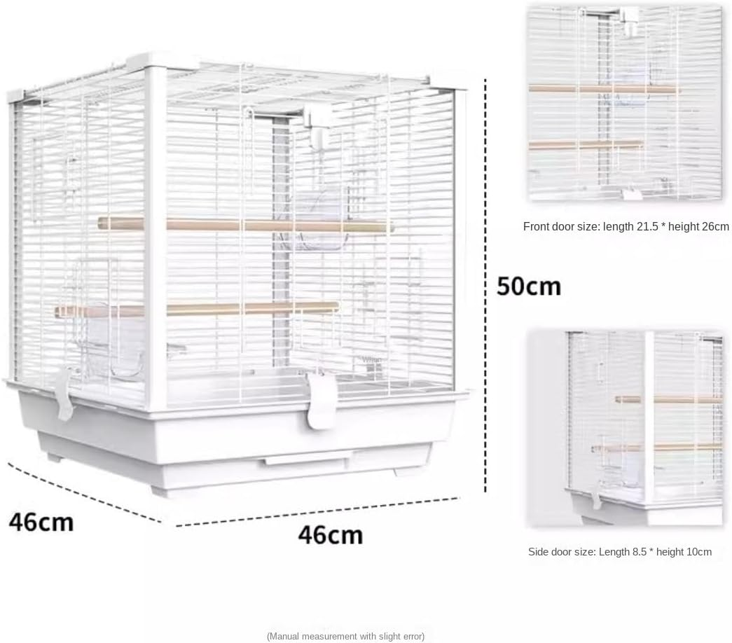Bird Cage Birdcage Square Metal Bird Cage with Bird Feeder, Tray for Parrots Conures Lovebird Cockatiel Parakeets Bird Cages (Color : White, Size : 46 * 46 * 50Cm) image number 5