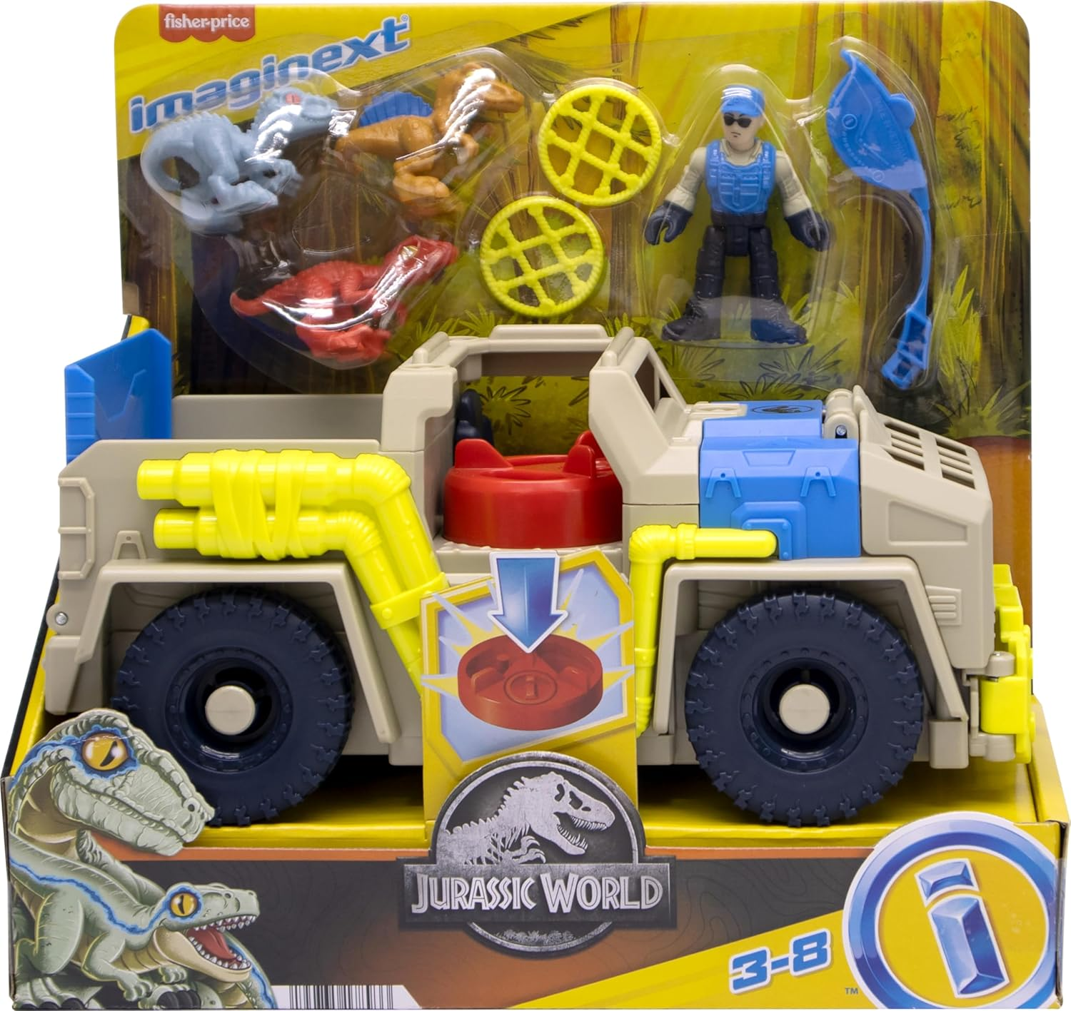 Fisher-Price Imaginext Jurassic World Dinosaur Toys Track & Transport Dino Truck Vehicle & Figure Set for Preschool Kids Ages 3+ Years image number 4