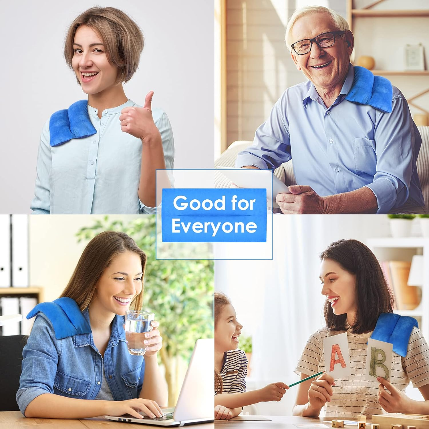 Atsuwell Microwave Heating Pad for Pain Relief, Rice Microwavable Moist Heat Pack for Cramps, Neck and Shoulders, Knee, Muscles, Joints, Back Pain, Bean Bag Heating Pad for Warm Compress, Blue image number 6