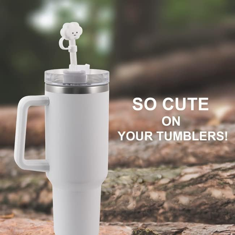 6Pcs Straw Cover Cap for Stanley Cup, Silicone Straw Topper Compatible with Stanley 30&40 Oz Tumbler with Handle(Cloud)