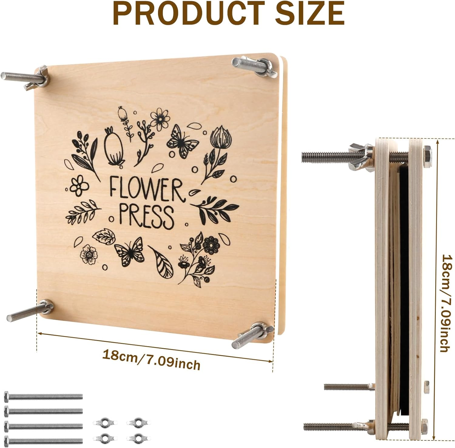 Flower Press Kit Wooden DIY Pressed Flower Plant Preservation Kit Professional Flower Press Kit Reusable Specimen Pressing Set for Kids Adults (1Pack) image number 1