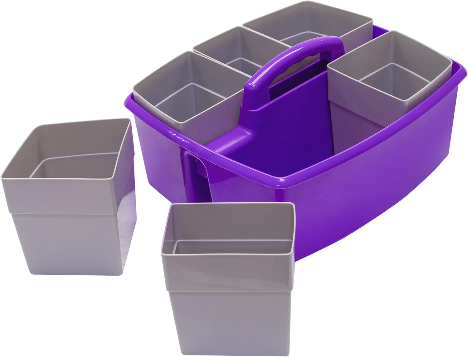 Storex Large Classroom Caddy with Cups, 13 X 11 X 6.575 Inches, Purple, Case of 2 (00986U02C) image number 2