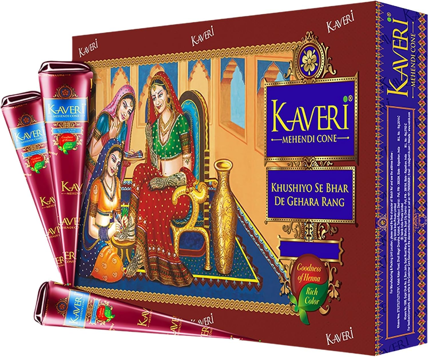 Kaveri Mehendi Cone Herbal Pure Leaves of Natural Henna for Hand Design on Festivals & Special Occasions (Pack of 12 Piece) image number 2