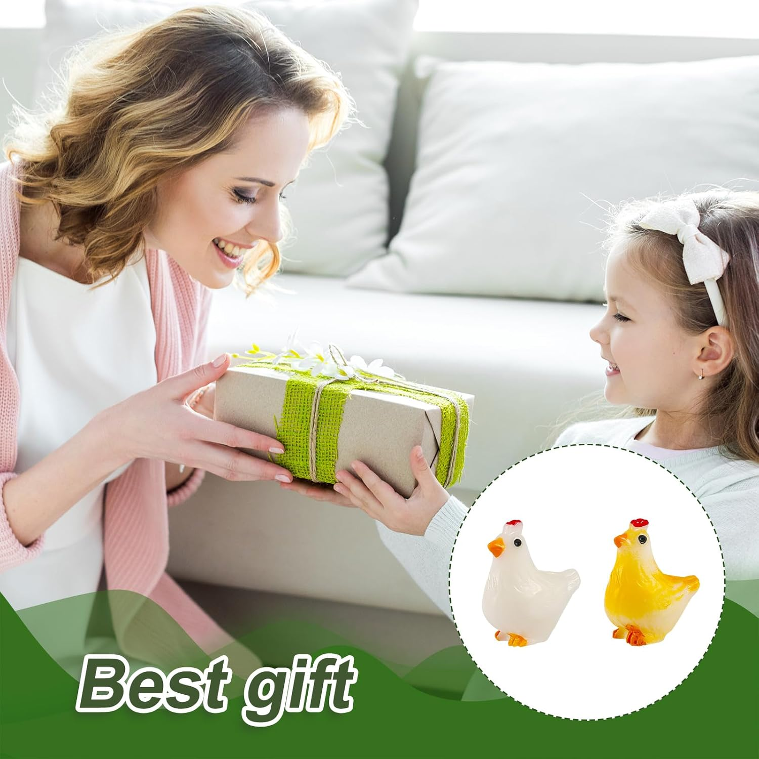 PEUTIER 50Pcs Miniature Resin Chickens, 2 Colors Mini Resin Chickens Tiny Hen Figurine Ornaments Decor for Garden Landscape Home Decoration & Birthday Party Landscape Potted Plants Cake