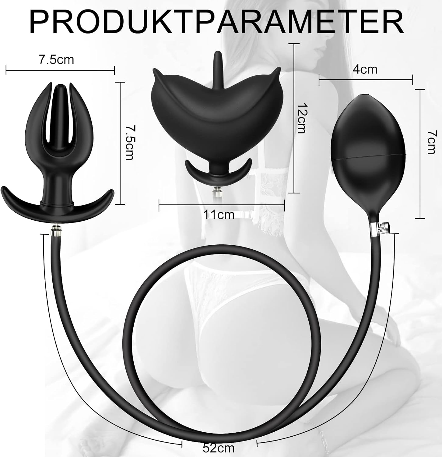 Inflatable Plug Butt Plug Sex Toy for Women, Silicone Blossom with Removable Pump, Fetish BDSM Sex Large Dilator Prostate Stimulation Sex Toy for Men Women Couples image number 4