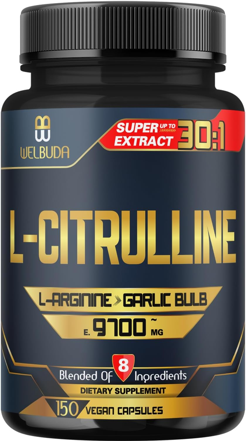 L-Citrulline Capsules 9700Mg - 8 Premium Ingredients with L-Arginine, Garlic, Horse Chestnut, Acai Seed, Pine Bark & More - Support for Muscle, Strength, Heart & Immune - 150 Pills for 75 Servings image number 3