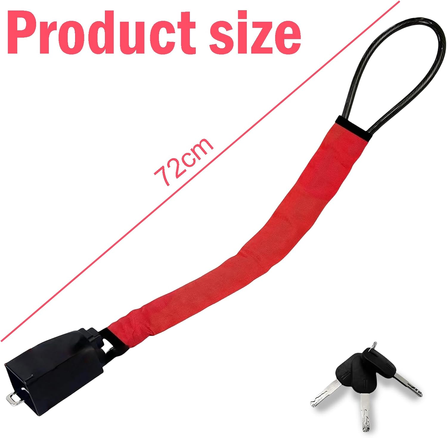 Treayes Steering Wheel Lock with 3 Keys - Universal Fit for Most Vehicles with Seat Belt Buckles, Sturdy Lock for Car, Truck, SUV, Van Security (Red)