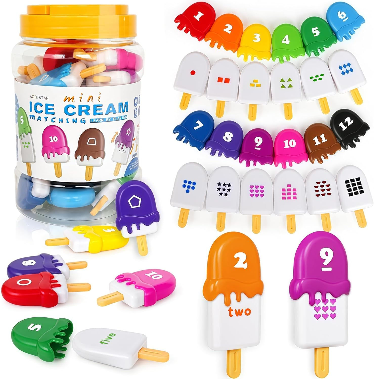 Numbers Learning Toys Number Popsicles Matching Toy Learning Numbers & Patterns Preschool Learning Activities Montessori Toys Back to School Gifts for Kids Ages 3+