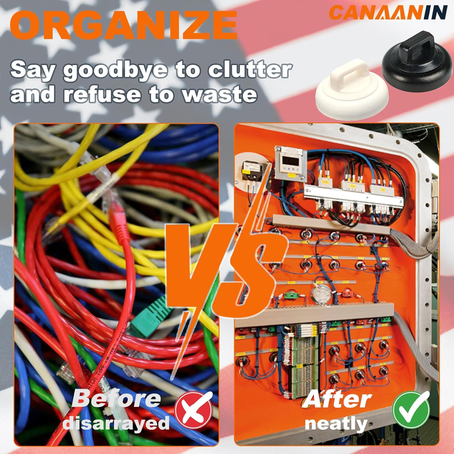 CANAANIN Magnetic Cable Zip Tie Mounts Clips Multipurpose Zip Ties Mount Base Holder Black Wire Cable Holder Mount Wire Clips Management for Home Office Marine Electrical Wiring (Black, 20 Piece) image number 7