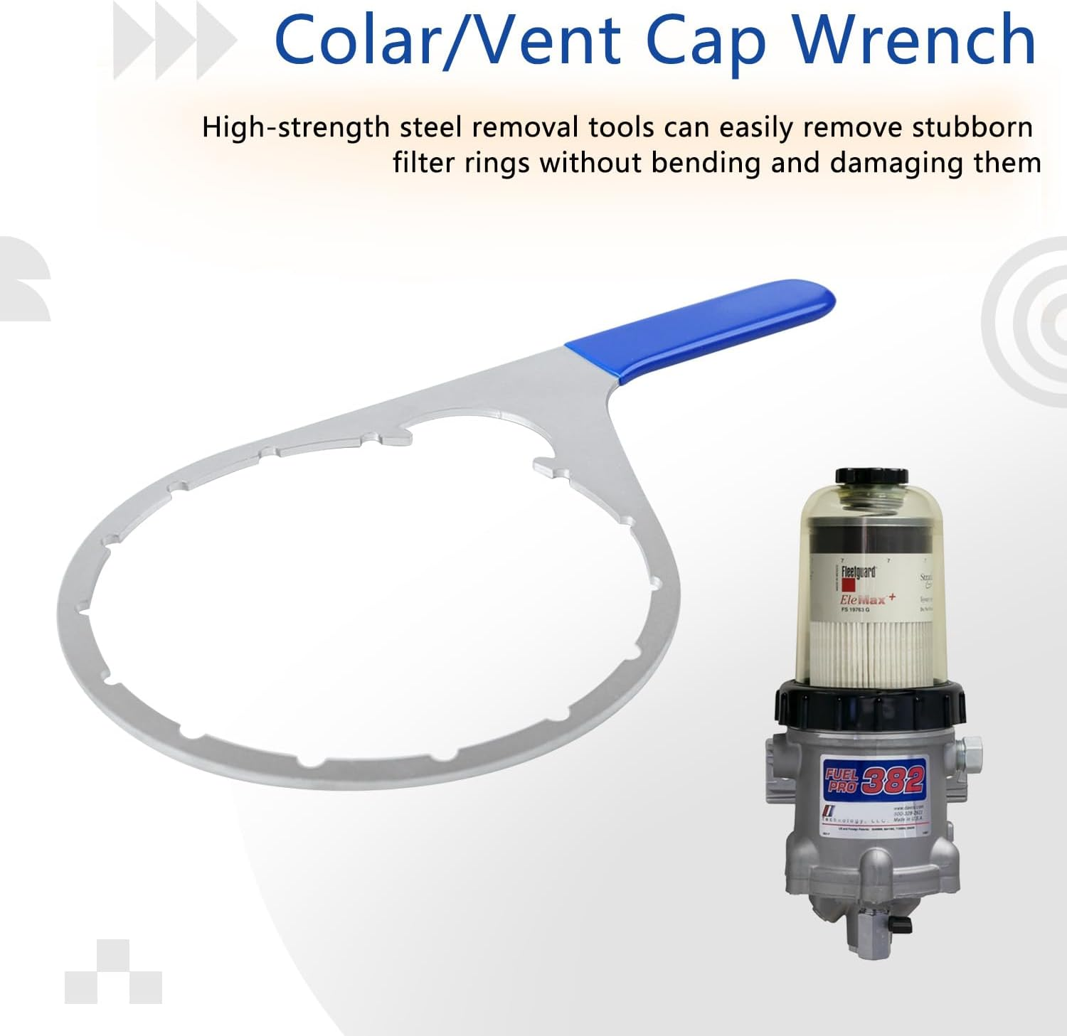 6 Inch Colar/Vent Cap Fuel Filter Wrench for 380134 382 Compatible with Detroit Diesel Truck Engines Cummins Engines, Davco 382 Filter Wrench image number 4