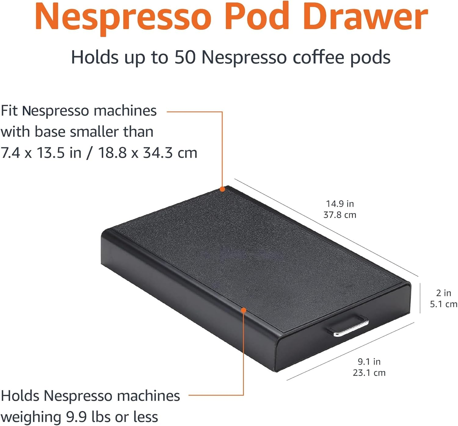 Amazon Basics Nespresso Originalline Coffee Pod with 1 Storage Drawer Holder, 50 Capsule Capacity, Black image number 1