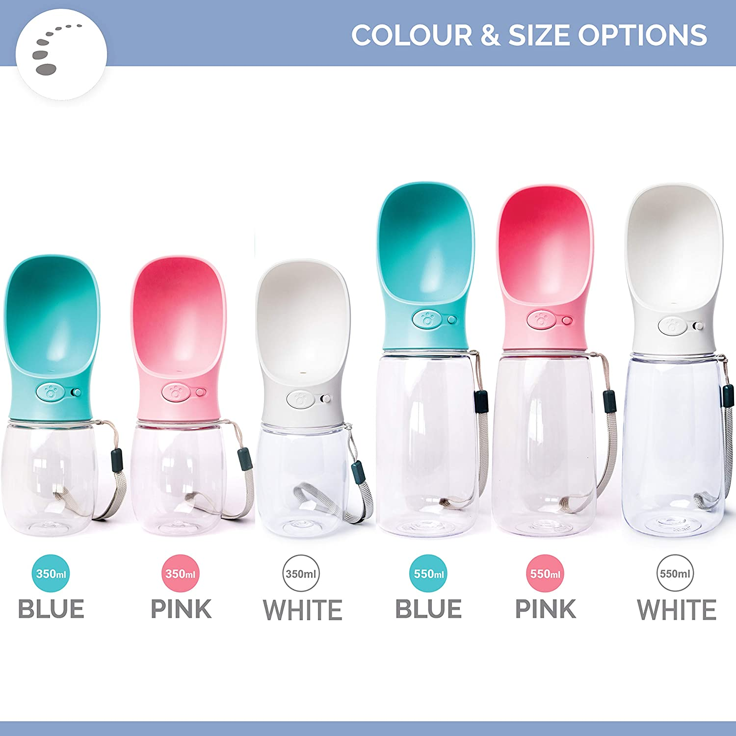 Zenify Pet Water Bottle for Dogs Drinking Waterer Feeder Bottles Portable Lead Leash Dispenser Accessory Puppy Drink Pets Alternative to Travel Dog Bowl Large (550Ml (M/L), Blue) image number 2