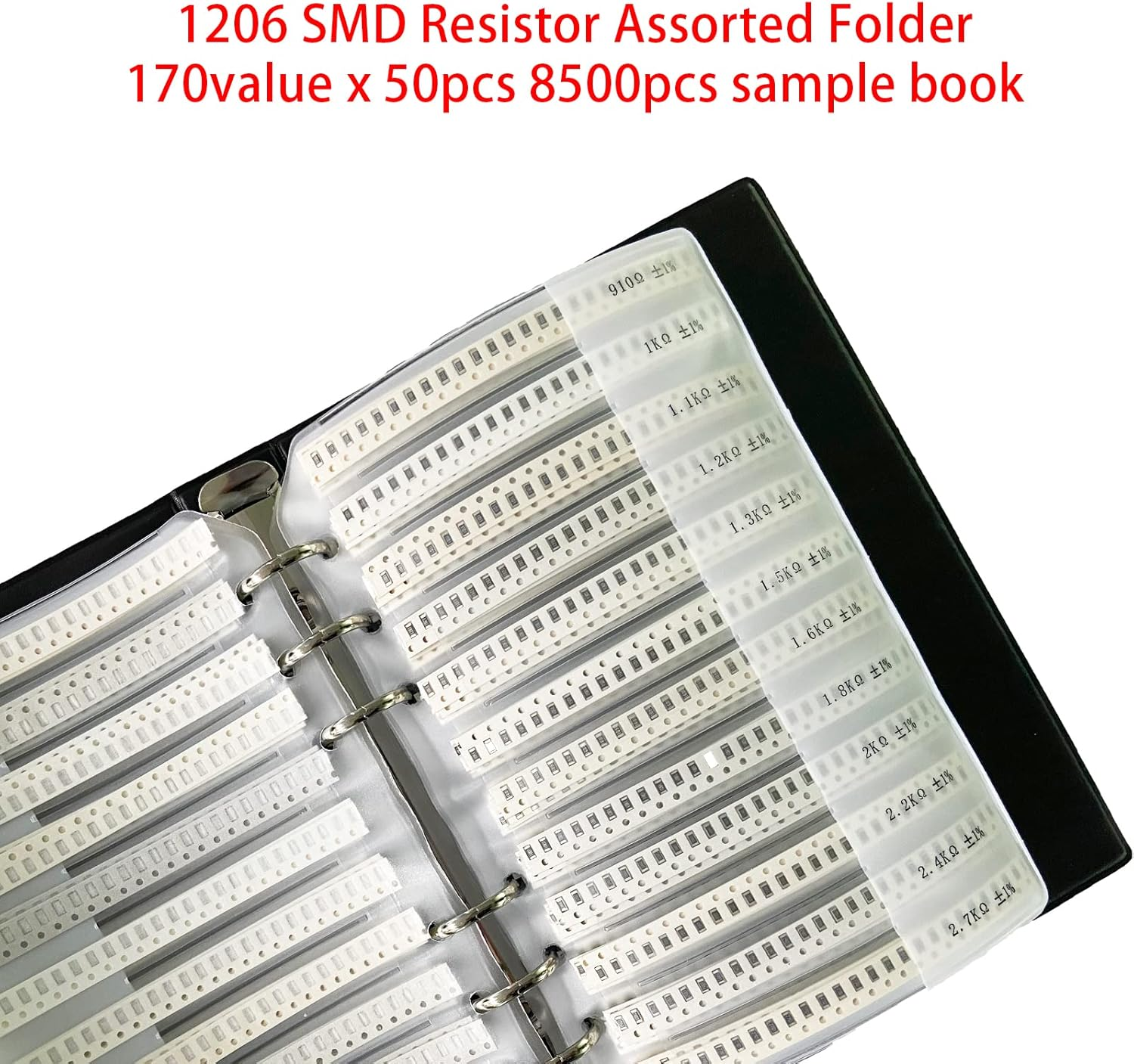 Resistor Kit 1206 Resistor Book 8500PCS 1% (0 Ohm-10M Ohm) SMD Book Chip SMT Resistor 170 Values Kits (Resistor-1206) image number 3