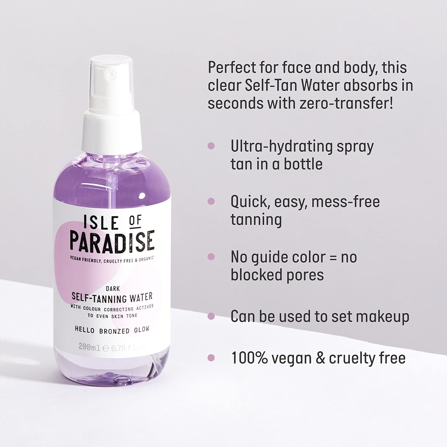 Isle of Paradise Fake Tan Water Dark (200 Ml) Hydrating Self Tanning Water Natural Ingredients & Vegan image number 4