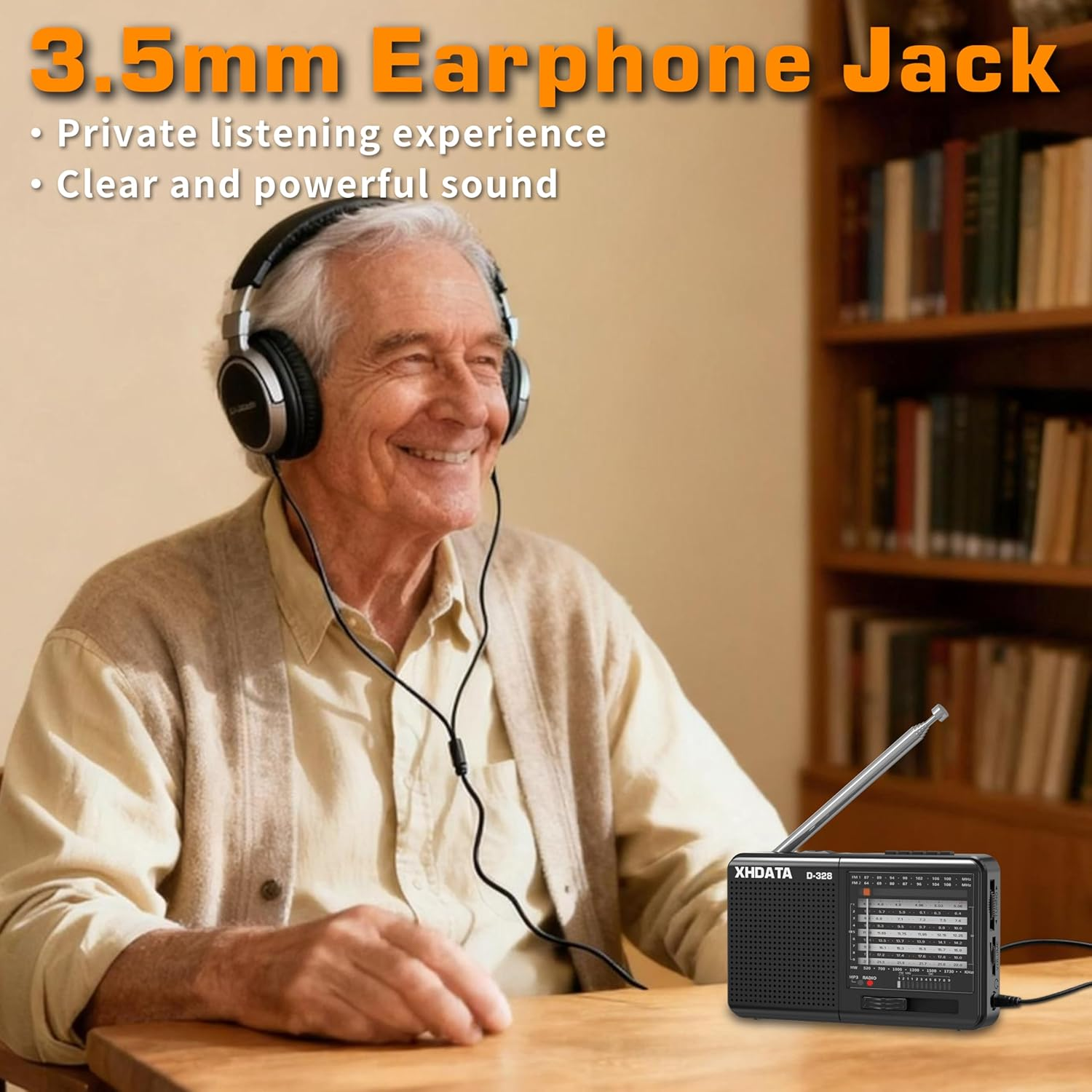 XHDATA D-328 Shortwave AM FM DSP Portable Small Multi Band Radio Stereo MP3 Player with Rechargeable Battery Earphone Jack Portable Multimedia Speaker with USB Micro SD Card Jack (Black)