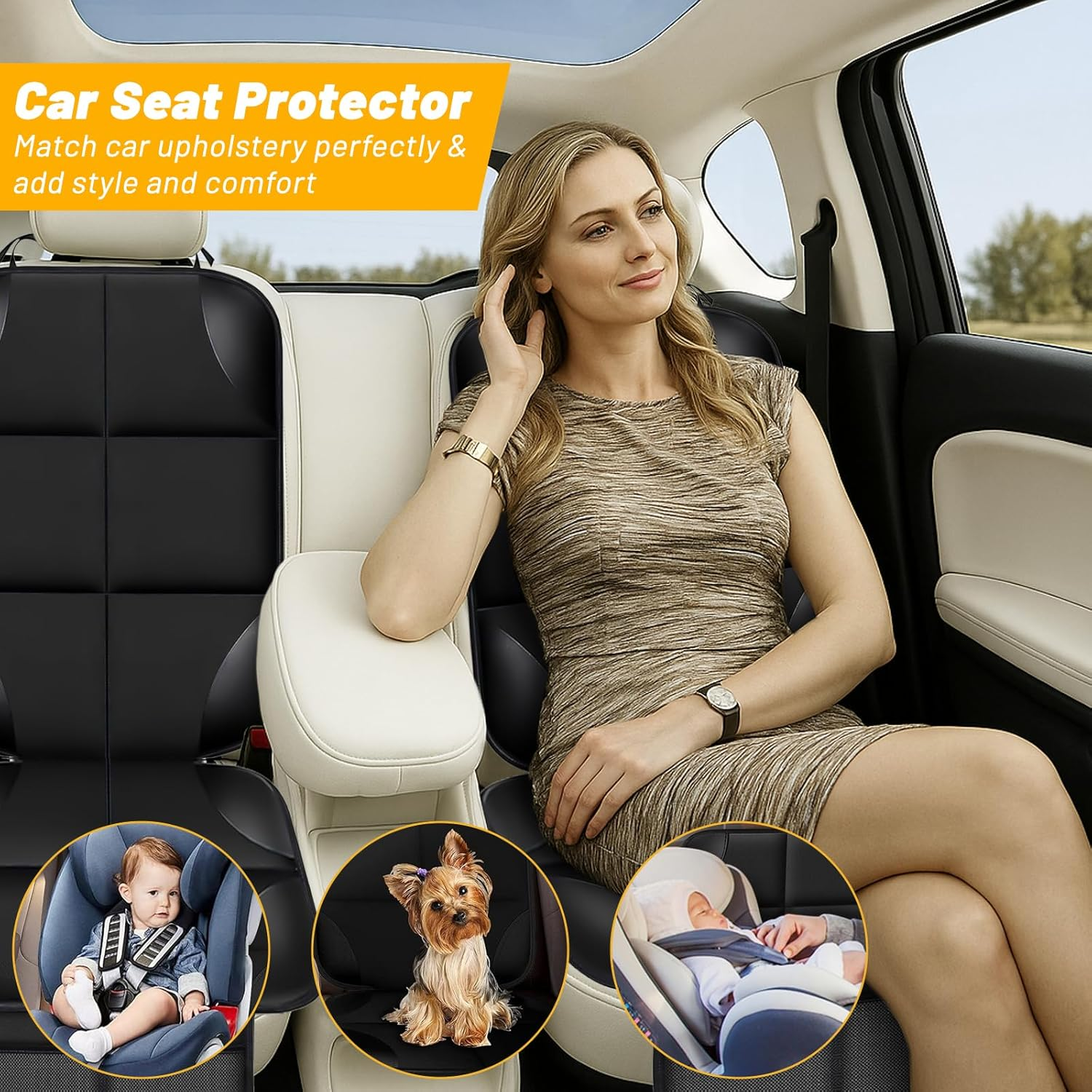 AUSELECT Back Car Seat Organiser for Kids - 2 Pack Car Storage Organizer Backseat Protectors X-Large 60X45Cm, 2 Pocket Seat Back Kick Mats Cover for Vehicles to Protect from Dirt, Mud & Scratches image number 2