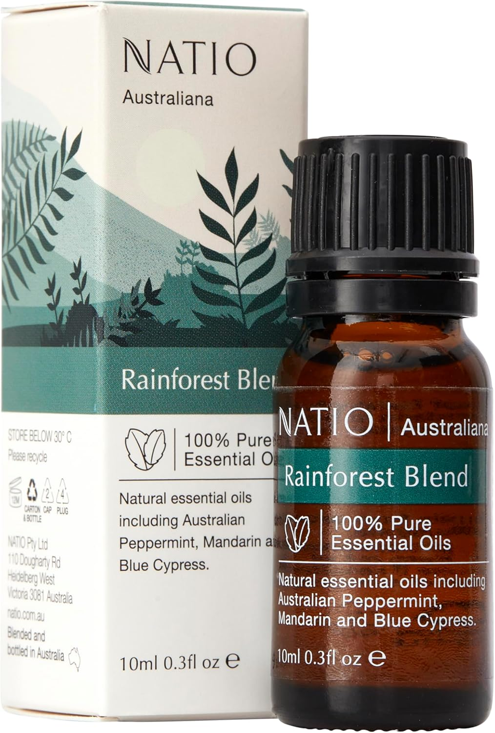 Natio Australia Australiana Pure Essential Oil Blend - Rainforest 10Ml - 100% Pure & Natural Essential Oil Blend - Mandarin, Eucalyptus, Tasmanian Peppermint, Tea Tree & Blue Cypress - Vegan Friendly & Made in Australia image number 2