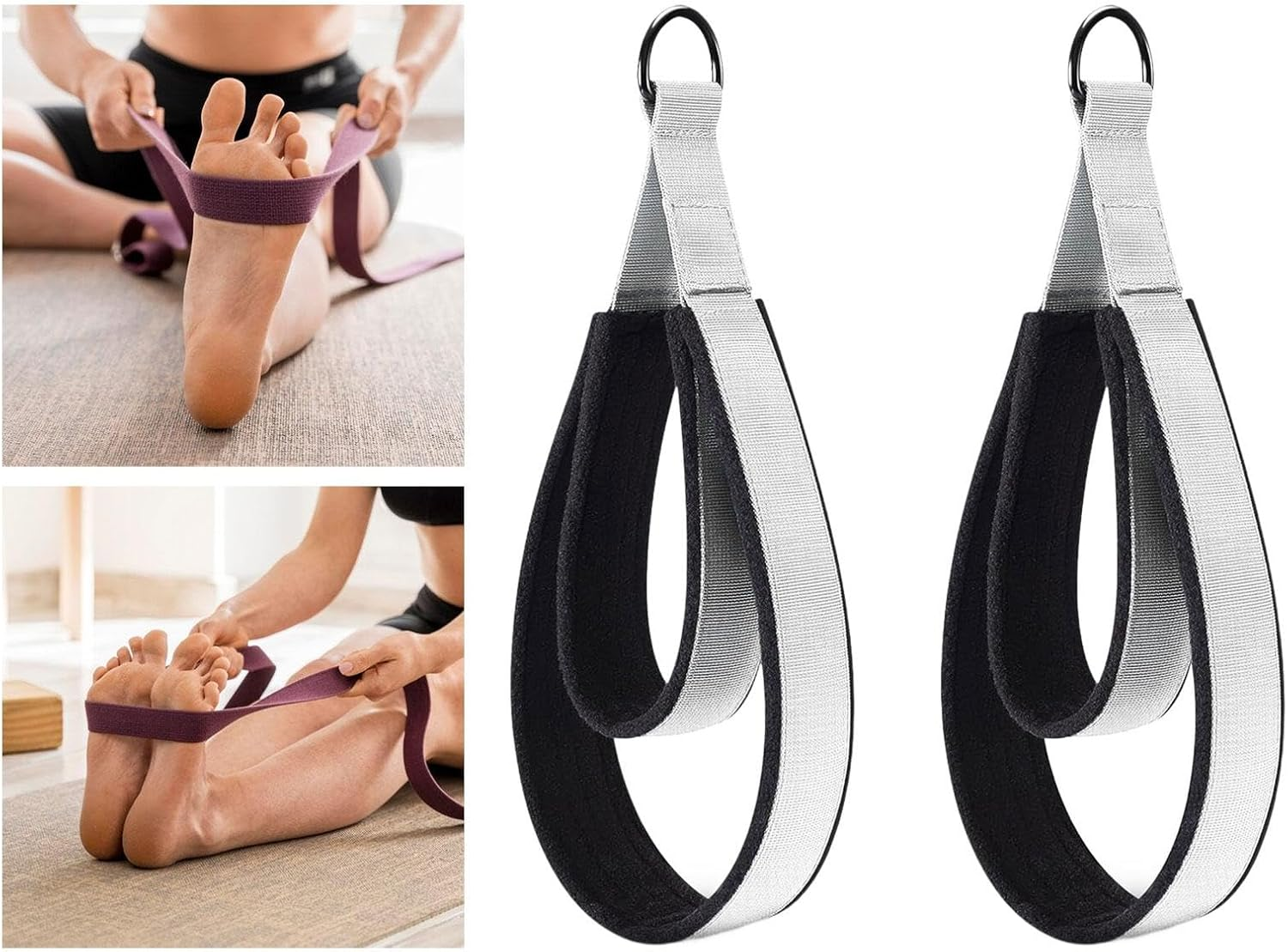 STARTIST 2Pcs D Rings Straps Handle,Pilates Double Loop Straps Pilates Accessories,Exercise Yoga Straps for Home Gym Adults Reformer image number 4