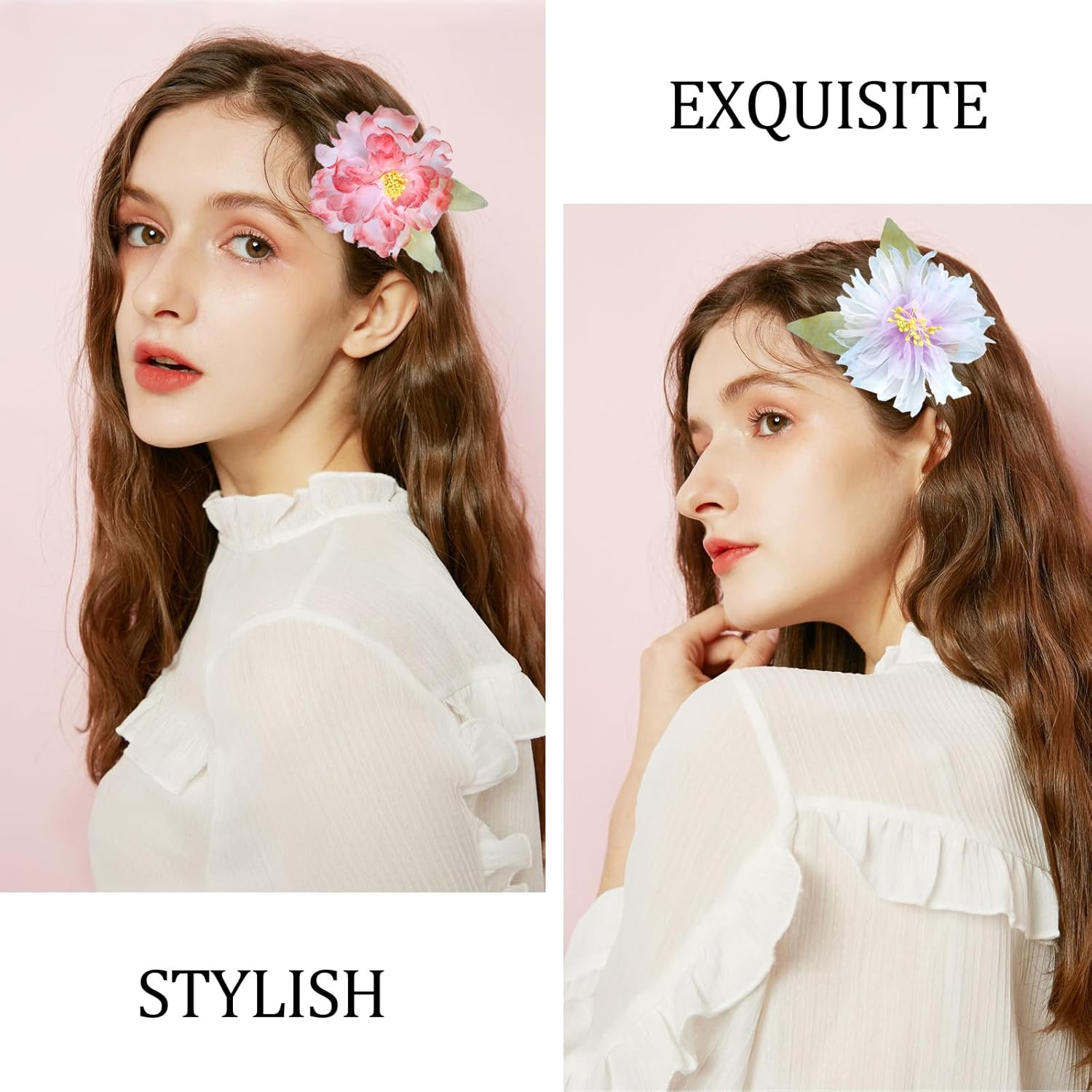 BSITSSS 3 PCS Flower Hair Clips, Fairy Flower Hair Pins, Hairpin Hair Accessories for Women Girls Summer Hawaiian Beach Wedding Bridal Shower Party