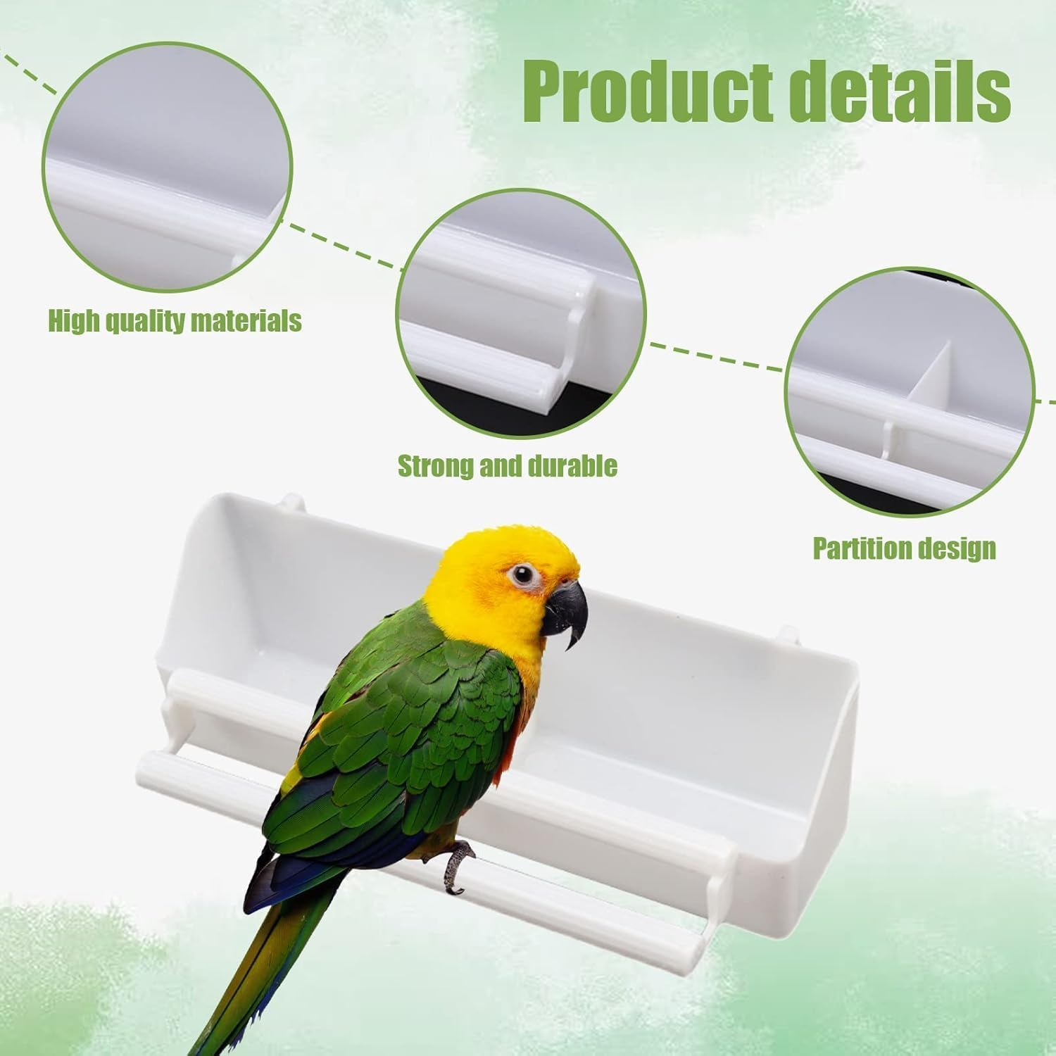 Set of 4 Plastic Bird Feeder Bowls White Parrot Feeder Bowls Food Water Bowls Hanging Bird Cage for Parrot Pigeon image number 2