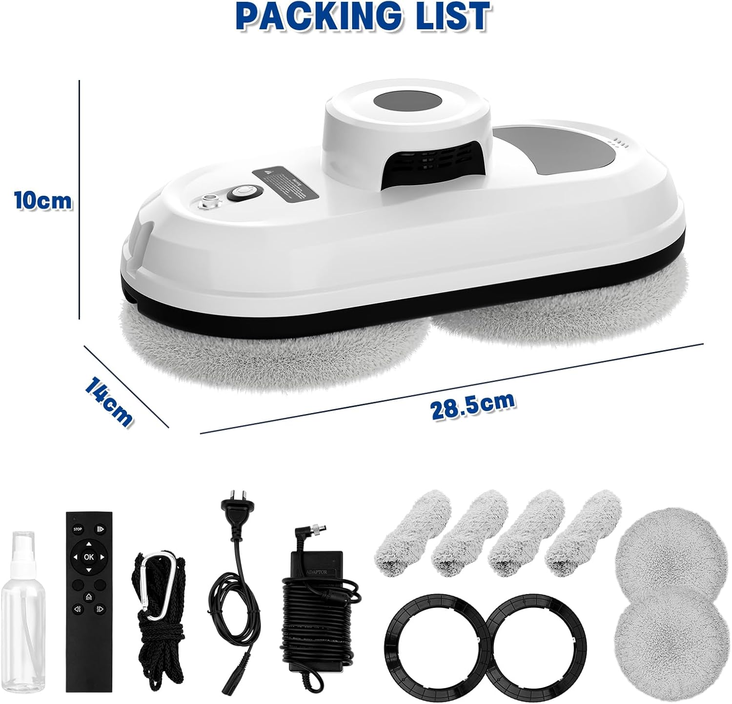 Advwin Window Cleaner Robot, 2800 Pa Smart Window Vacuum Cleaner with Remote Control and Anti-Falling Sensor Detection, Suitable for Glass Window Tile, Indoor Outdoor image number 5