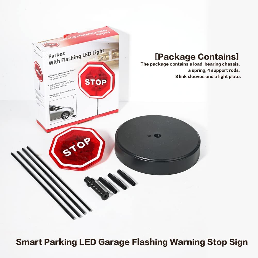 Smart LED Parking Stop Sign - Garage Flashing Warning Light with Parking Assistant and Flashing Signal for Garage TCTX001