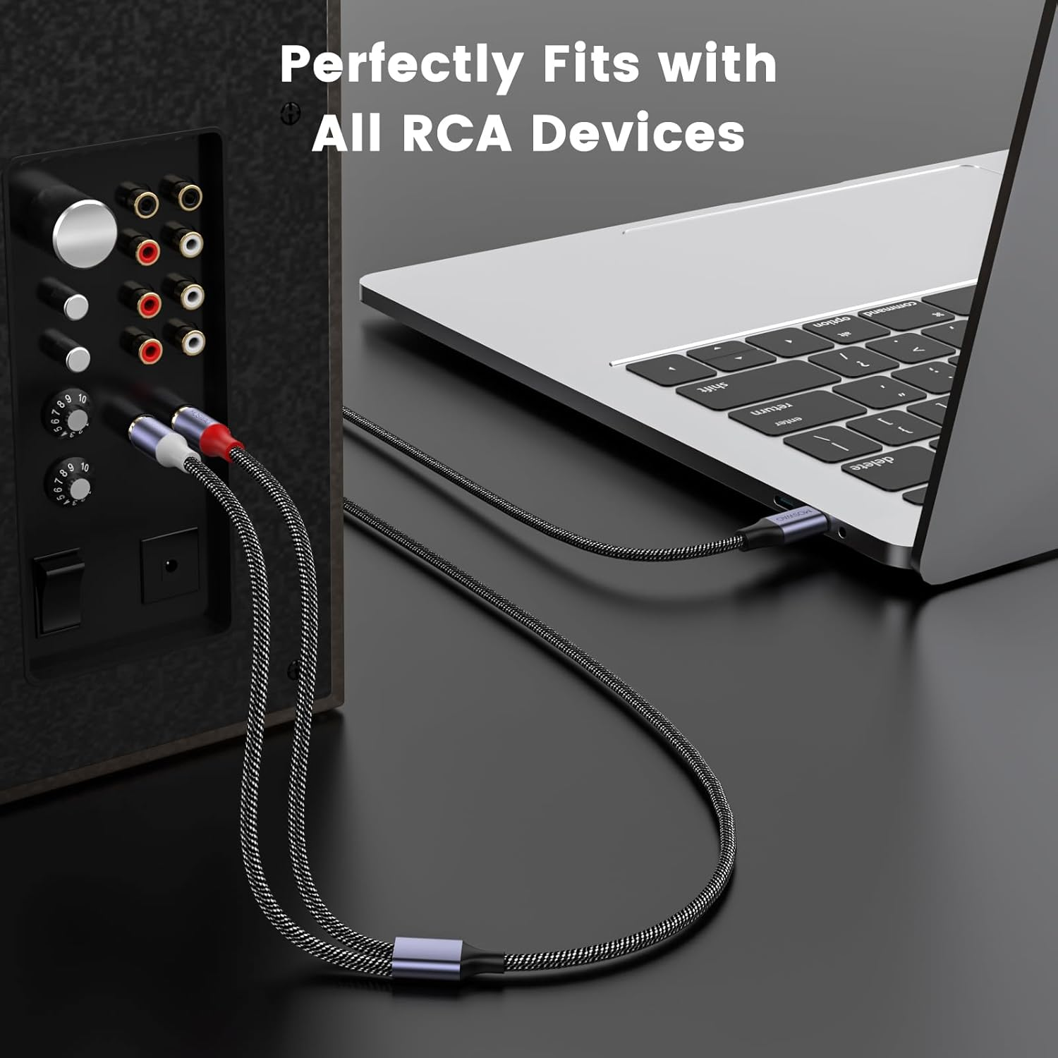 MOSWAG USB C to RCA Cable, Type C to 2RCA Male Y Splitter Compatible with LG Home Theater Amplifier DVD TV Speaker Hi-Fi Amplifer