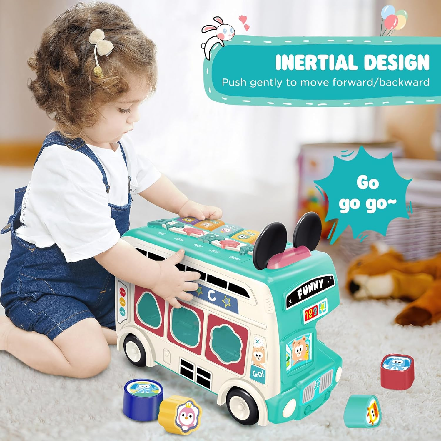 Baby Musical Toys - [2025 New] Large Early Learning Montessori Toys, Multifunctional Educational Sensory Game Music Bus with Sound/Shape Sorter, Birthday Gift for Boys Girls 18M+ image number 6