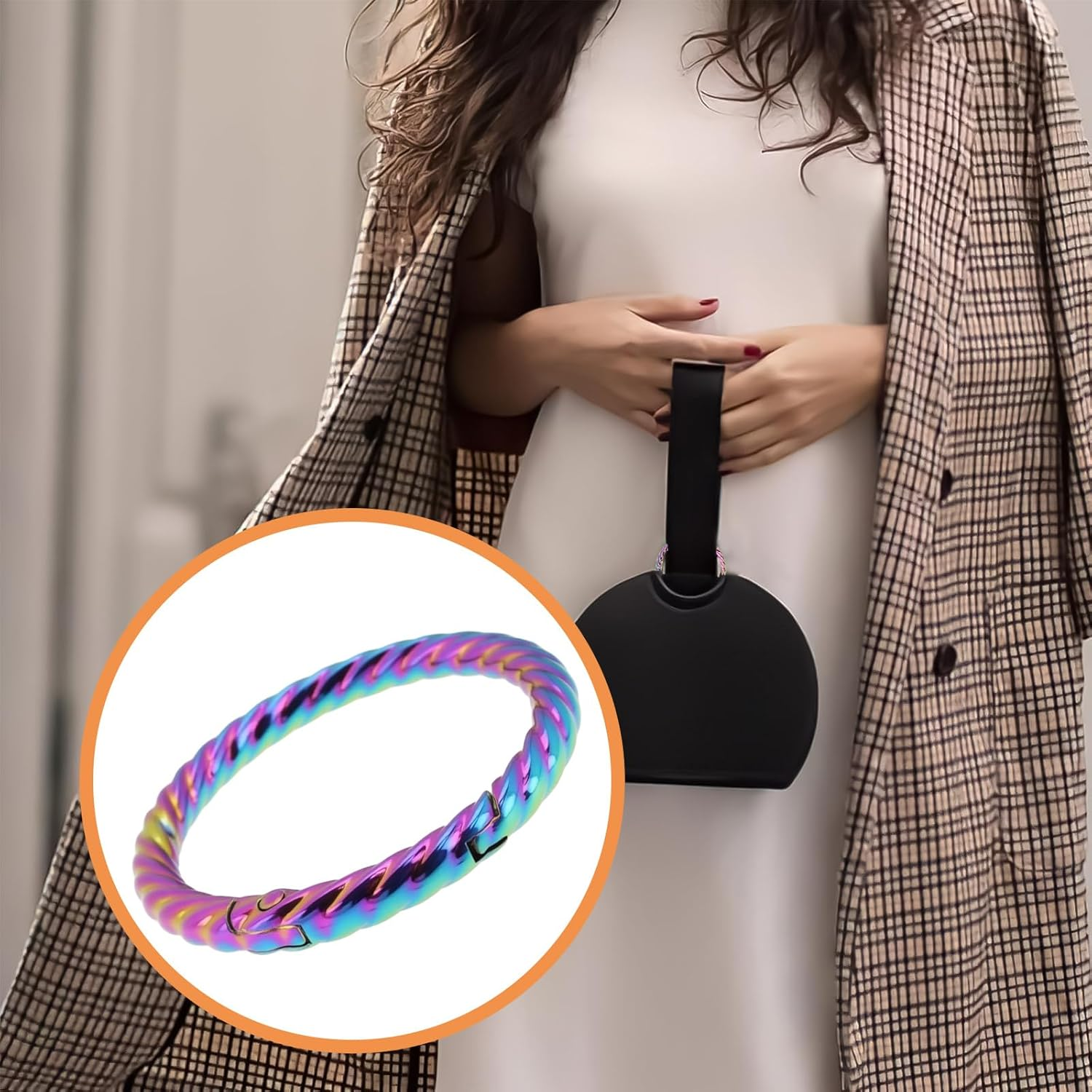 Briny River 4PCS Rainbow O Ring Hook Spring Opening Snap Clip 1 1/2 Inch Inner Diameter 38Mm Outer Diameter 48Mm Zinc Alloy Keychain