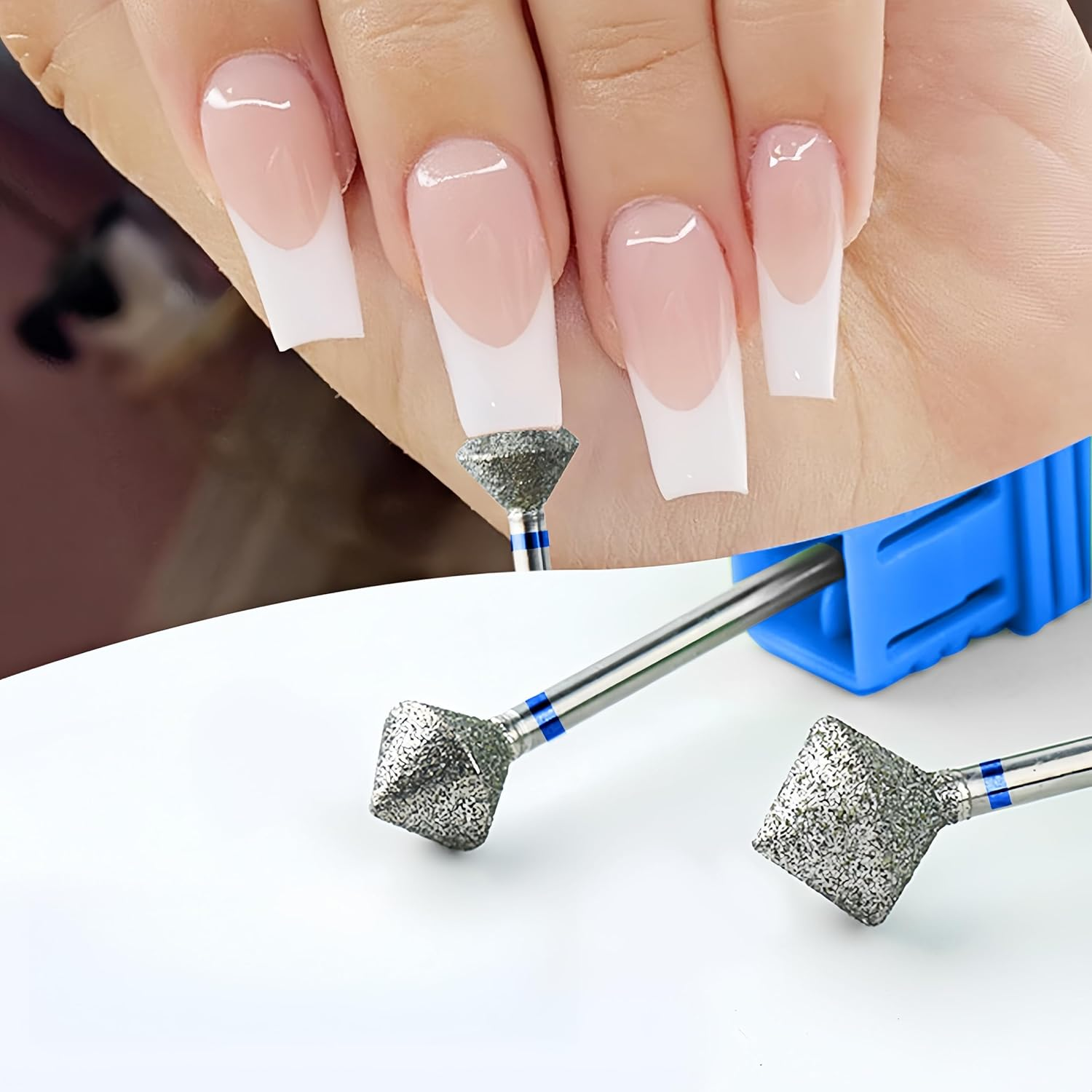 Acycoin2A 2Pcs 10Mm Rhombus Diamond Nail Drill Bit 3/32" Rotary Burr Manicure Pedicure Grinding Head Nail Cutters for Professional and Home Use image number 6