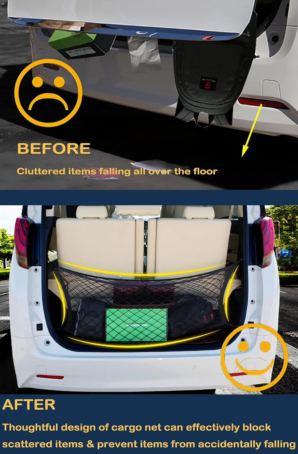 Trunk Cargo Net Compatible with Subaru Forester SK New 2024 2023 2022 2021 2020 2019 2018 2017 2016 2015 2014 2013 2012 2011 2010 2009 2008 2007 2006-1998 Car Rear Nylon Mesh Tailgate Netting image number 1